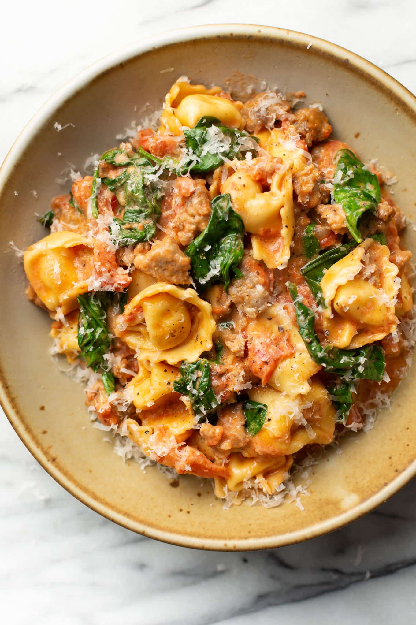 One-Pan Sausage Tortellini & Spinach for Easy Weeknights